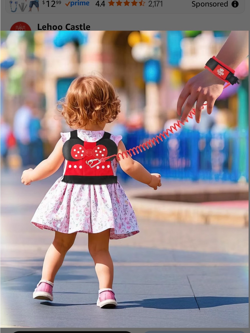 Toddler Safety Wrist Leash Harness - Pink/Red Minnie Mouse